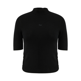 IAmMIX27春夏半高圆领T恤女短款显瘦薄款绵羊毛套头针织衫女短袖