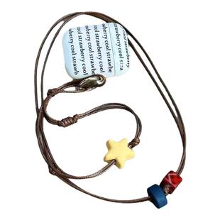 星星挂脖 原创蜡油线手感漆星星珠子高颜值手工串珠手机链挂脖