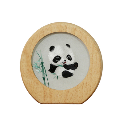 蜀绣熊猫摆件手工刺绣双面绣