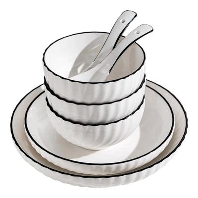 简约感景德镇健康釉下彩黑线碗盘