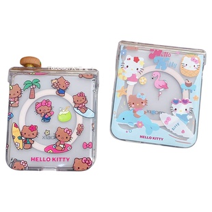 可爱卡通kt猫磁吸手机壳适用于小米mixflip硬壳三星zlfip7翻盖华为purax保护套oppofindN3Flip荣耀MagicVFlip