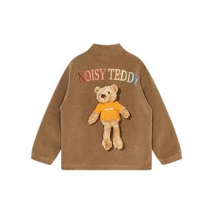 NOISY TEDDY男女同款25冬季新款时尚潮流挂熊保暖立领棉服宽松童
