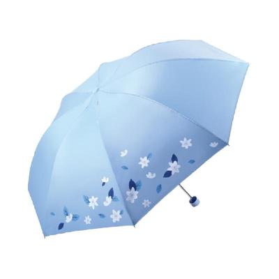 天堂伞银胶防晒防紫外线遮阳伞三折小清新雨伞晴雨两用伞颜色随机