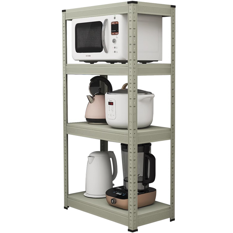 峰阳灰绿色厨房置物架落地式多层微波炉烤箱架子收纳架铁艺放锅架
