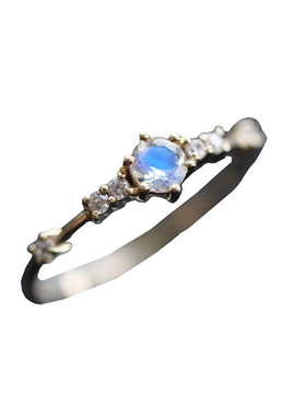 天然蓝月光石14K金戒指