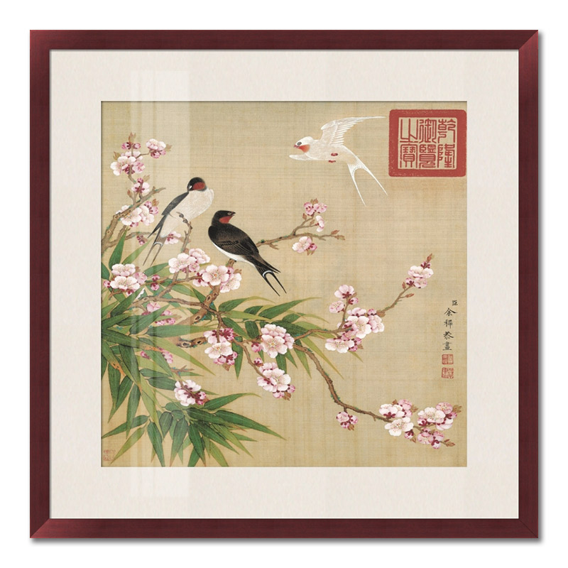 米亦堂x余稚花鸟 新中式精品工笔国画书房茶室玄关喜上眉梢挂画