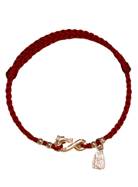 红绳手链女马年本命年红手绳红色编织绳好运手饰纯银999足银饰品