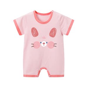 猫与鱼原创婴童服饰2025新款女童纯棉短袖哈衣新生宝宝夏季薄款连体爬服婴儿外穿夏装
