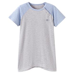 babylove婴儿连体衣夏季薄款竹丽尔短袖哈衣宝宝休闲睡衣短袖睡袍