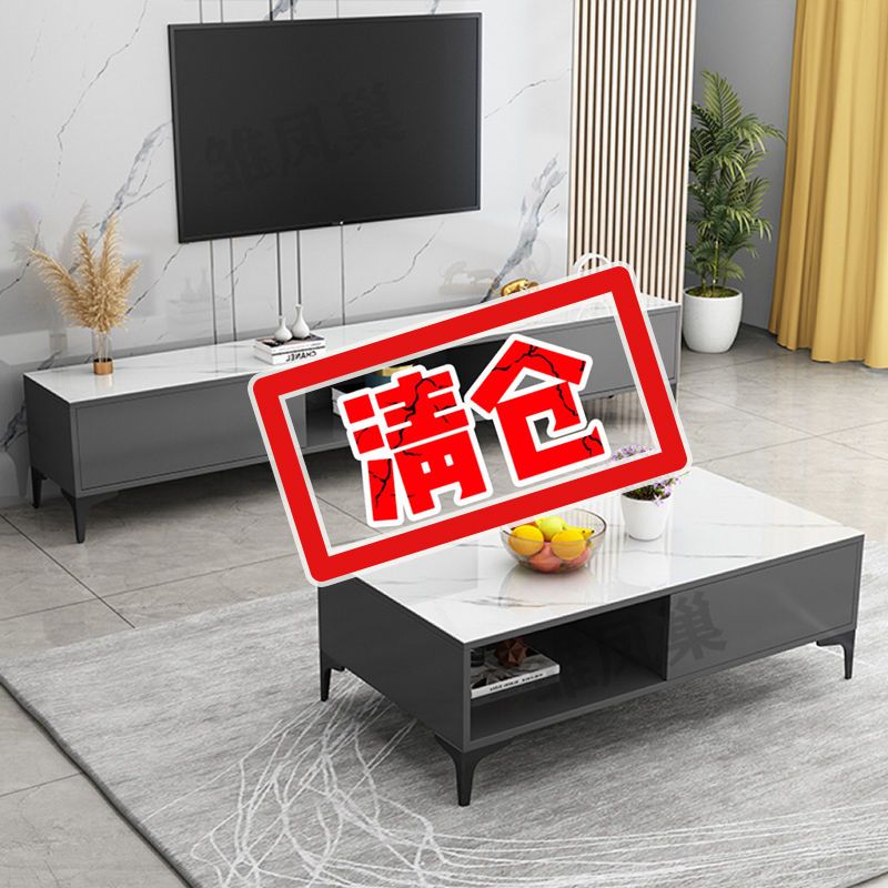 茶几电视柜组合家用客厅小户型轻奢现代简约茶几落地极简电视机柜
