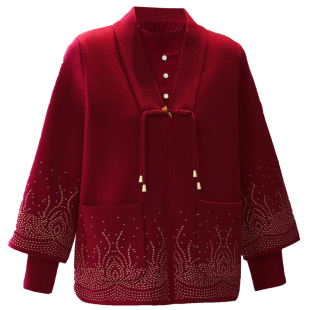 大码新中式妈妈装秋套装洋气上衣中老年人外套奶奶衣服一整套女装