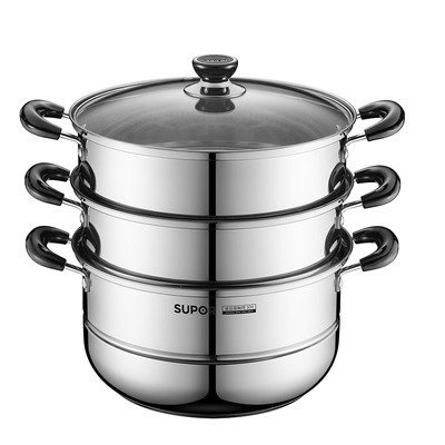 苏泊尔蒸锅家用2025新款304不锈钢蒸煮锅多层蒸笼馒头燃气灶专用