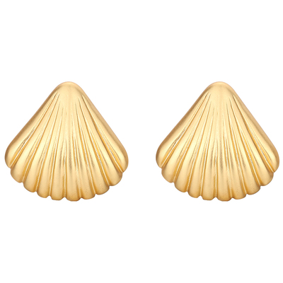 桑蕾贝壳设计铜镀金耳钉
