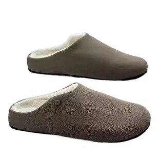 勃肯棉拖鞋男款冬季2025新款厚底防滑耐磨加绒保暖棉鞋一脚蹬半拖