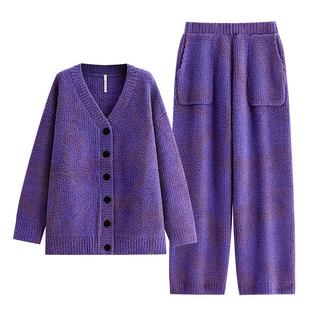 悦内半边绒睡衣女款秋冬季珊瑚绒加厚保暖家居服毛绒柔软绵绵扎染