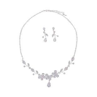 日韩新娘套装锆石项链耳坠两件套婚纱头饰耳饰配饰品新款超闪包邮