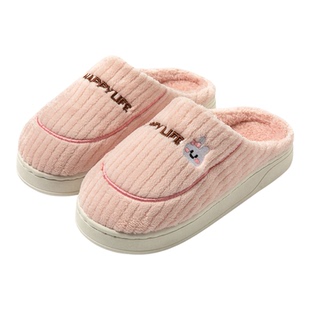 6双装棉拖鞋女秋冬季家居家用待客室内厚底防滑保暖月子拖鞋男冬5