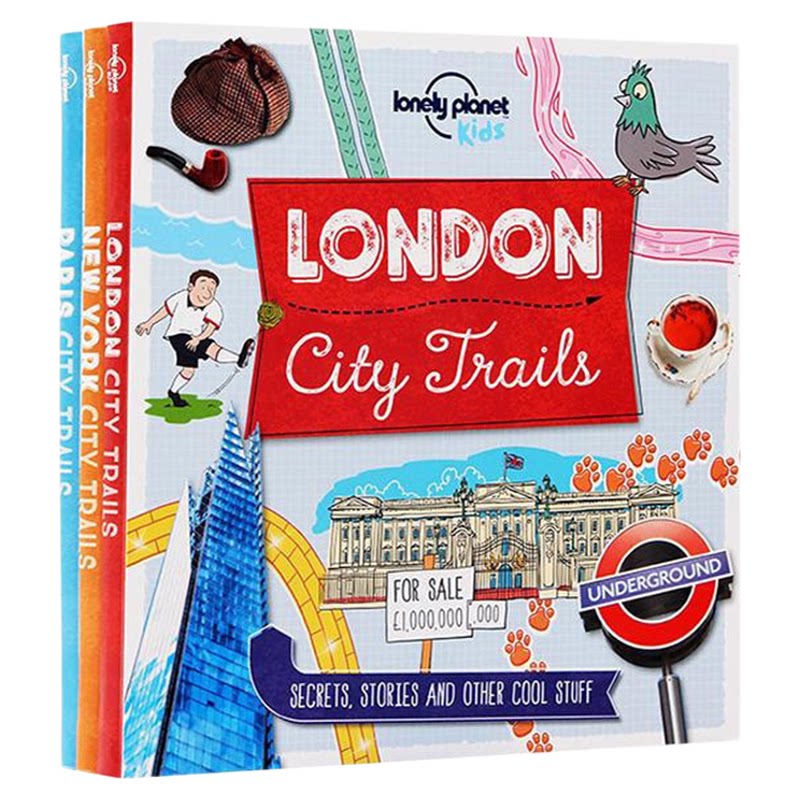 旅行 LP 孤独星球纽约巴黎伦敦3册 英文原版绘本 Lonely Planet City Trails Paris London New York 城市历史景点科普读物