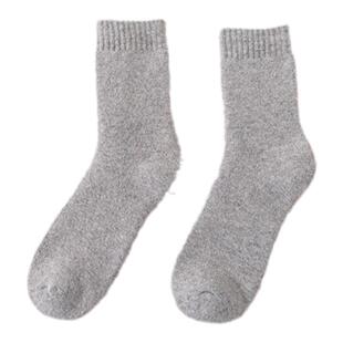 袜子男女冬季中筒袜加绒加厚诸暨男士棉袜保暖毛圈雪地袜羊绒羊毛
