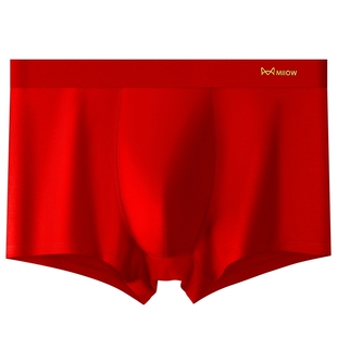 猫人男士本命年内裤纯棉2026款马年红色结婚四角平角男款短裤男生