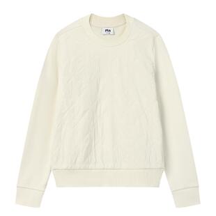 FILA Emerald斐乐女装上衣2025冬季新款休闲舒适绗缝拼接套头卫衣