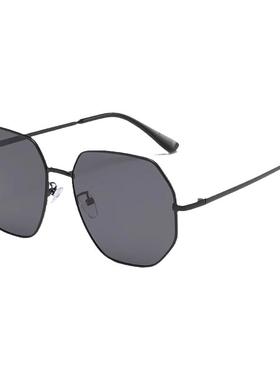 透明蓝色时尚太阳镜男士多边形金属开车墨镜韩版潮海边旅行眼镜女