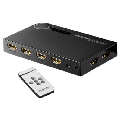 绿联hdmi切换器5进1出分配器电脑笔记本台式显示器五进一出投影机4k高清视频遥控分屏器通用switch/ps4游戏机