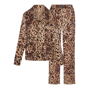 SKIMS卡戴珊2024夏季新款 真丝豹纹连衣裙睡衣睡袍长裤束胸衣