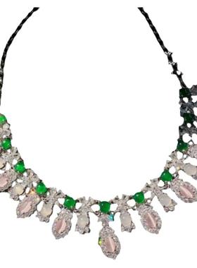 镶钻天然锆石女项链耳环