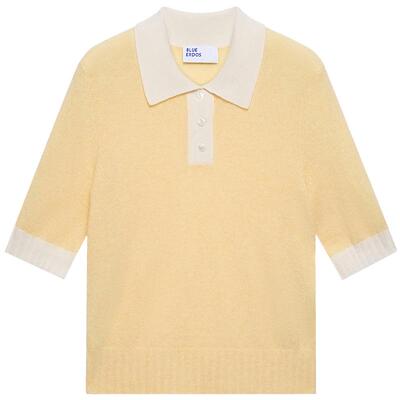 【100%山羊绒】BLUE ERDOS26早春新品松弛感百搭小翻领半袖女套衫