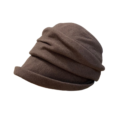 复古卷边褶皱宽檐渔夫帽女春秋季