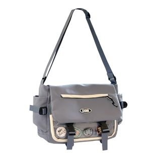 茶话会日系工装百搭邮差包男潮学生痛包上学单肩包大容量斜挎包女