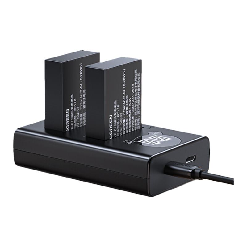 绿联相机电池lp-e12适用于佳能EOS M50 M200 M100 100D SX70hs M10 M2 M kissx7 x7 微单双口充电器套装配件