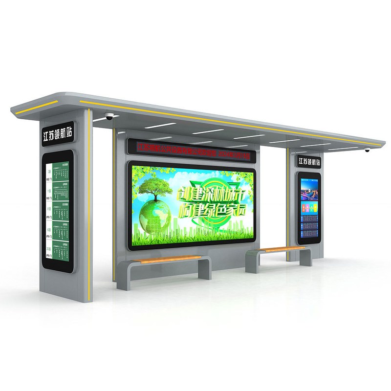 实体候车亭厂家智能化公交站台加厚不锈钢仿古车棚LCd屏全国发货