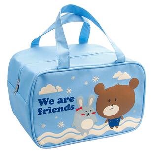 联扣学生饭盒包防水便当包带拉链手拎袋可平放餐盘加厚保温包