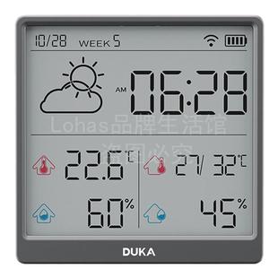 杜克TH3室内温度计湿度计天气办公室可贴可立wifi连接自动对时