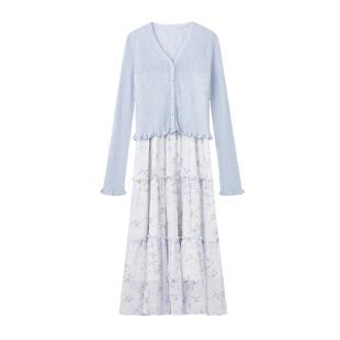 【两件套】秋水伊人吊带连衣裙女套装裙2026夏季新款长款针织裙子