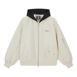 【蔡徐坤同款】BONELESS复古MA1飞行员可拆卸帽子PU皮夹克外套