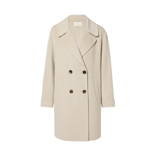 【山羊绒+桑蚕丝】ELSEWHERE珂思商场同款双面毛呢大衣女外套冬