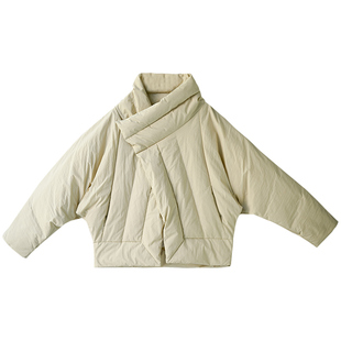 特●Y71280简约不规则设计宽松保暖白鸭绒短款羽绒服女新米兰宣言