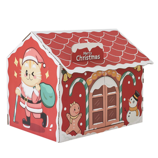 小芥严选 圣诞猫抓板猫窝一体耐抓幼猫磨爪器猫纸箱屋瓦楞纸盒子