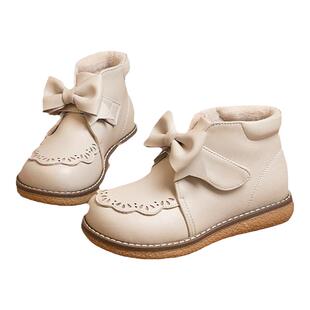 女童鞋儿童短靴子2025新款秋冬真皮单靴宝宝中大童马丁靴加绒皮靴