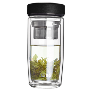 希乐双层玻璃杯男士茶杯高硼硅加厚大容量水杯耐高温家用便携杯子