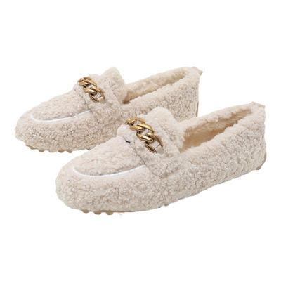 保暖毛毛鞋女2025新款豆豆鞋