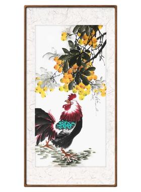 十二生肖鸡画 枇杷字画 纯手绘枇杷国画 金玉满堂挂画 水墨宣纸画