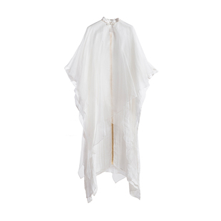 花椿诗意原创设计女装小众春夏亚麻大袍子长款宽松文艺盘扣连衣裙