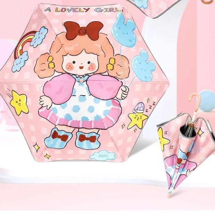 安全圆角儿童雨伞男孩女超轻幼儿园宝宝专用小学生长柄太阳伞上学