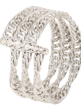 Wens星辰镶钻编织戒指女轻奢高级感小众设计女士气质百搭生日送礼