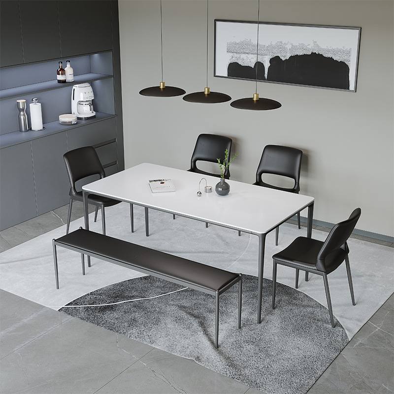 德利丰岩板餐桌家用小户型饭桌意式岩板餐桌椅组合极简长方形家具