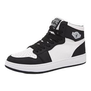 达芙妮板鞋女高帮鞋2025新款春秋真皮熊猫鞋子百搭运动休闲aj女鞋